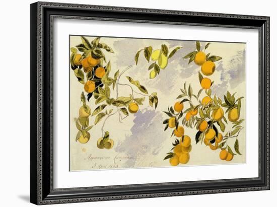 Orange Trees, 1863 (W/C, Pen and Ink over Graphite on Heavy Wove Paper)-Edward Lear-Framed Giclee Print