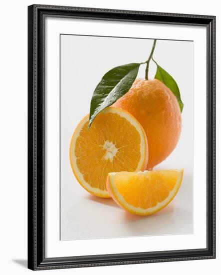 Orange with Stalk and Leaf, Orange Half and Wedge-null-Framed Photographic Print