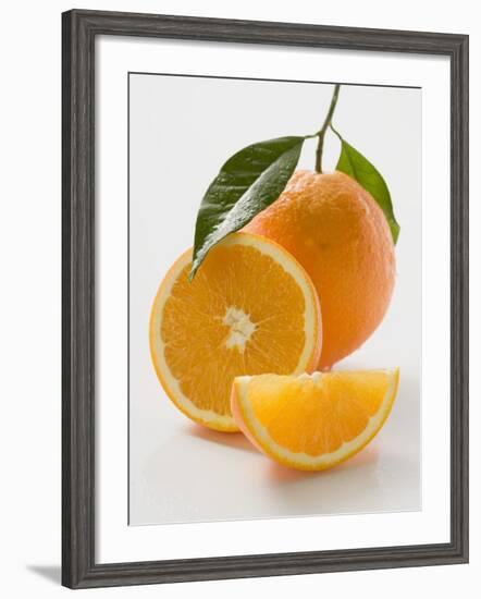 Orange with Stalk and Leaf, Orange Half and Wedge-null-Framed Photographic Print