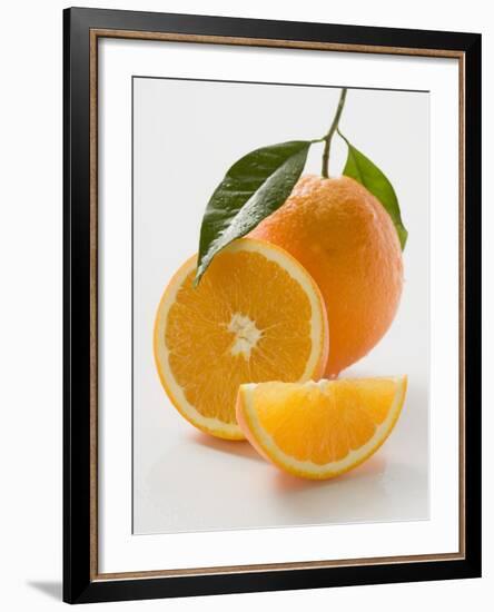 Orange with Stalk and Leaf, Orange Half and Wedge-null-Framed Photographic Print