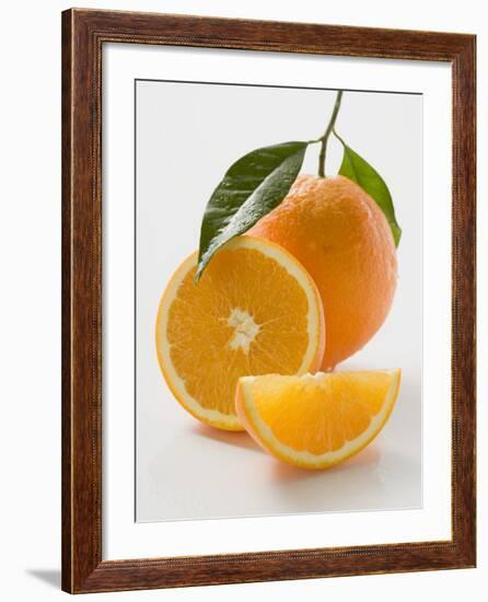 Orange with Stalk and Leaf, Orange Half and Wedge-null-Framed Photographic Print