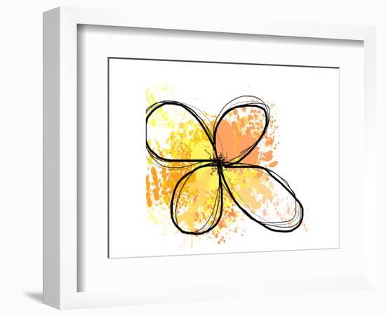 Orange Yellow Abstract Flower-Irena Orlov-Framed Premium Giclee Print