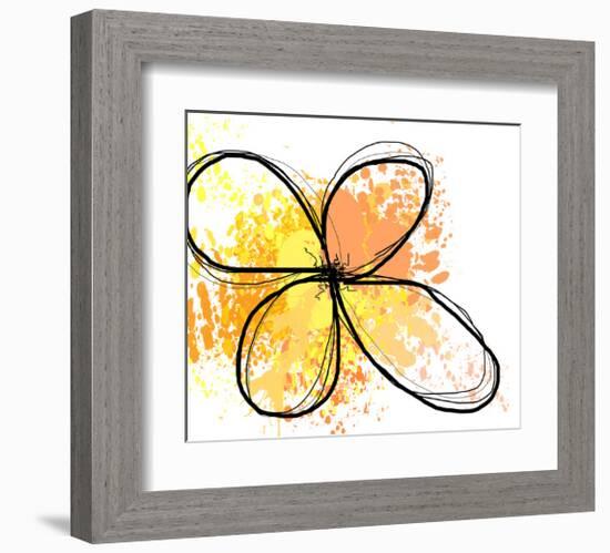 Orange Yellow Abstract Flower-Irena Orlov-Framed Art Print