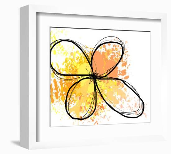 Orange Yellow Abstract Flower-Irena Orlov-Framed Art Print