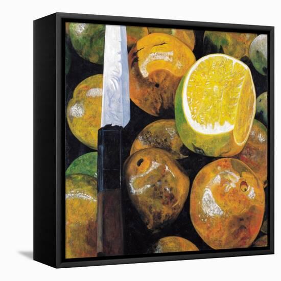 Oranges and Knife, 2003-Pedro Diego Alvarado-Framed Premier Image Canvas