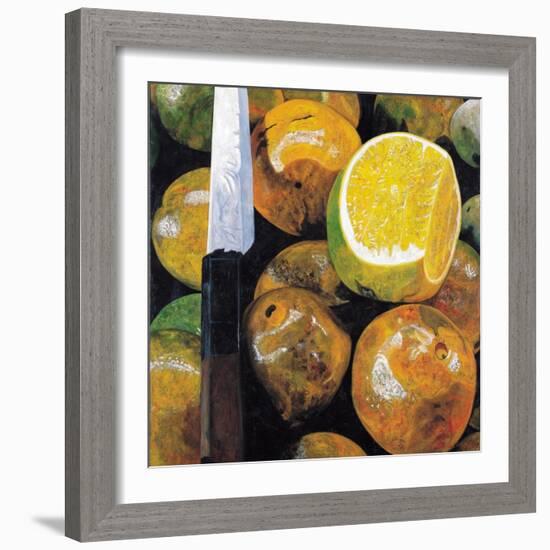 Oranges and Knife, 2003-Pedro Diego Alvarado-Framed Giclee Print