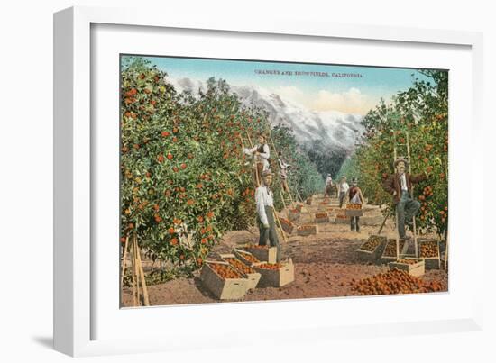 Oranges and Snowfields-null-Framed Art Print