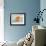 Oranges in a Grey Bowl Blue Texture-Pamela Munger-Framed Art Print displayed on a wall