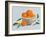 Oranges in a Grey Bowl Blue Texture-Pamela Munger-Framed Art Print