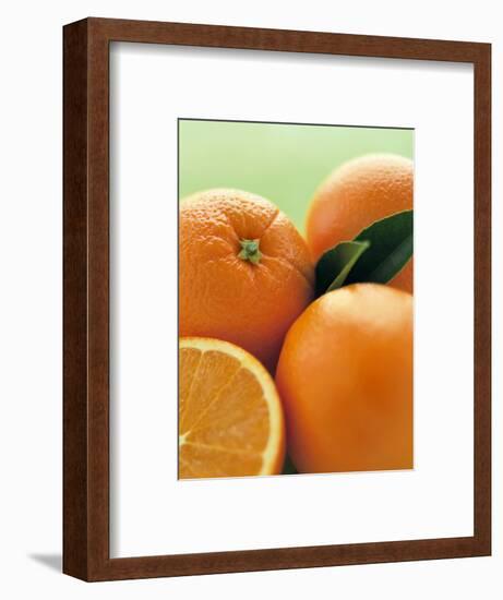 Oranges with Leaves Close Up-Leigh Beisch-Framed Photographic Print