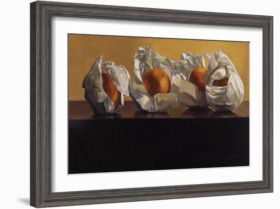 Oranges Wrapped in White Paper-Helen J. Vaughn-Framed Giclee Print