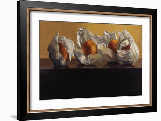 Oranges Wrapped in White Paper-Helen J. Vaughn-Framed Giclee Print