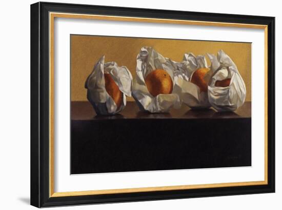 Oranges Wrapped in White Paper-Helen J. Vaughn-Framed Giclee Print