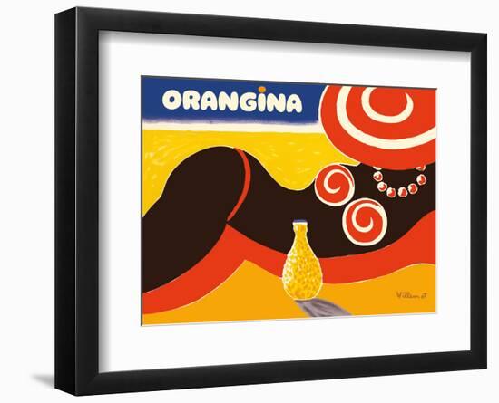 Orangina Sparkling Soda - Beach Bikini Ad-Bernard Villemot-Framed Art Print