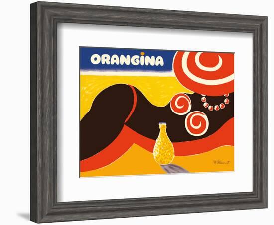 Orangina Sparkling Soda - Beach Bikini Ad-Bernard Villemot-Framed Art Print