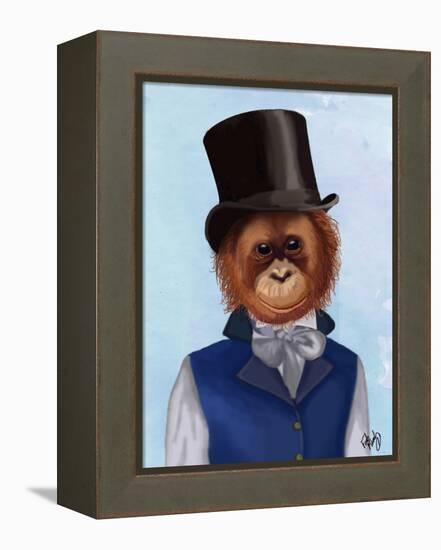 Orangutan in Top Hat-Fab Funky-Framed Stretched Canvas