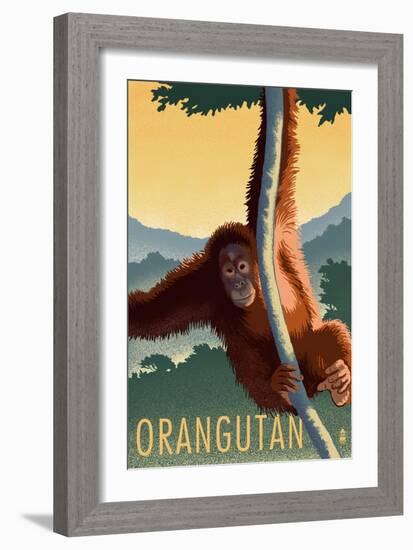 Orangutan - Lithograph Series-Lantern Press-Framed Art Print