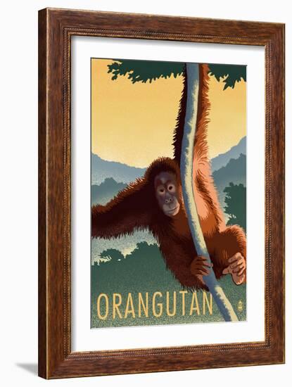 Orangutan - Lithograph Series-Lantern Press-Framed Art Print