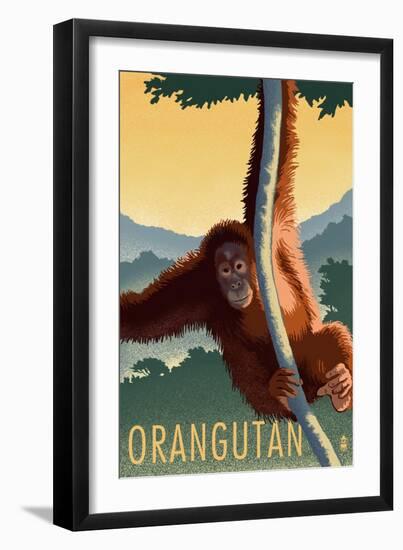 Orangutan - Lithograph Series-Lantern Press-Framed Art Print