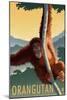 Orangutan - Lithograph Series-Lantern Press-Mounted Art Print