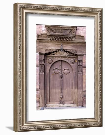 Orate Wooden Door in the Hanuman Dhoka Royal Palace Complex, Kathmandu, Nepal, Asia-John Woodworth-Framed Photographic Print