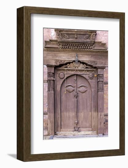 Orate Wooden Door in the Hanuman Dhoka Royal Palace Complex, Kathmandu, Nepal, Asia-John Woodworth-Framed Photographic Print