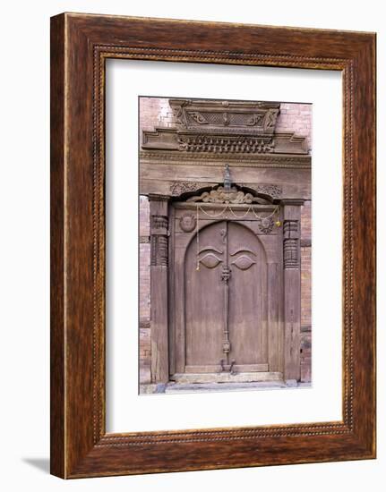 Orate Wooden Door in the Hanuman Dhoka Royal Palace Complex, Kathmandu, Nepal, Asia-John Woodworth-Framed Photographic Print