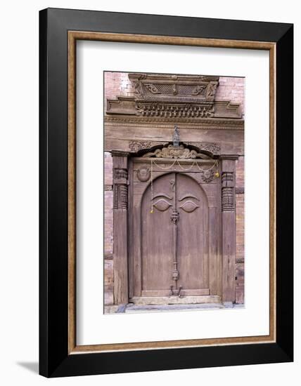 Orate Wooden Door in the Hanuman Dhoka Royal Palace Complex, Kathmandu, Nepal, Asia-John Woodworth-Framed Photographic Print