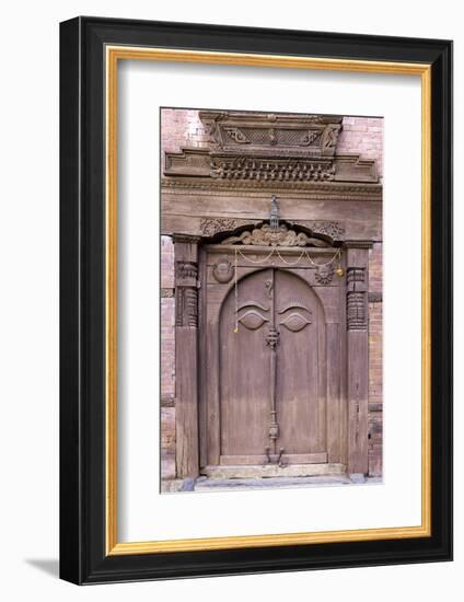 Orate Wooden Door in the Hanuman Dhoka Royal Palace Complex, Kathmandu, Nepal, Asia-John Woodworth-Framed Photographic Print