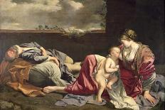 Madonna with Child with St Frances of Rome and Anm Angel-Orazio Gentileschi-Giclee Print