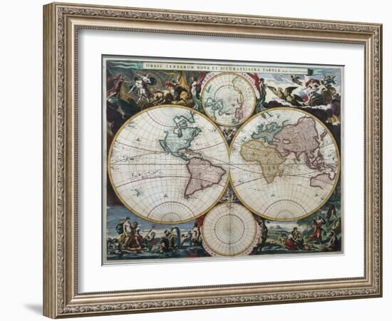 Orbis Terrarum Nova Et Accuratissima Tabula-Nicholas Visscher-Framed Giclee Print