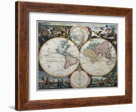 Orbis Terrarum Nova Et Accuratissima Tabula-Nicholas Visscher-Framed Giclee Print