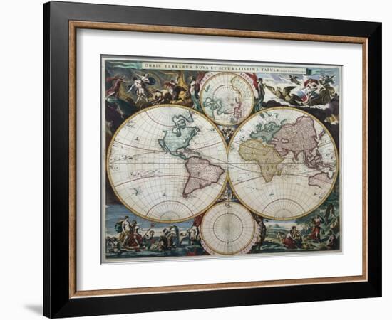 Orbis Terrarum Nova Et Accuratissima Tabula-Nicholas Visscher-Framed Giclee Print