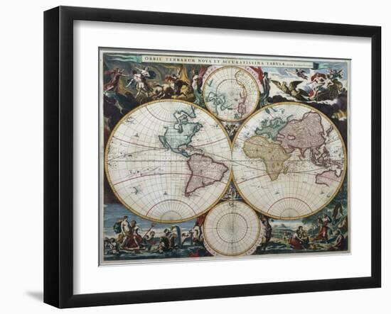 Orbis Terrarum Nova Et Accuratissima Tabula-Nicholas Visscher-Framed Giclee Print