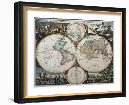 Orbis Terrarum Nova Et Accuratissima Tabula-Nicholas Visscher-Framed Giclee Print