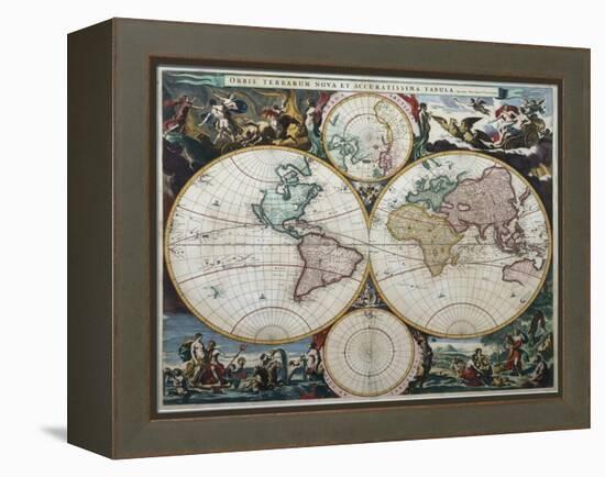 Orbis Terrarum Nova Et Accuratissima Tabula-Nicholas Visscher-Framed Premier Image Canvas