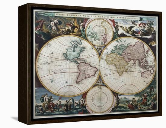 Orbis Terrarum Nova Et Accuratissima Tabula-Nicholas Visscher-Framed Premier Image Canvas