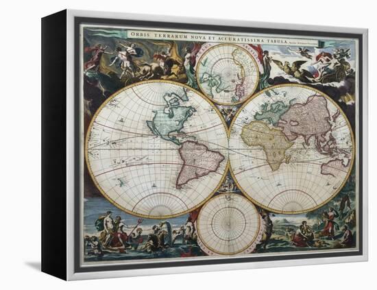 Orbis Terrarum Nova Et Accuratissima Tabula-Nicholas Visscher-Framed Premier Image Canvas