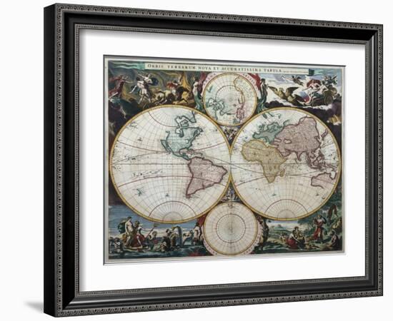 Orbis Terrarum Nova Et Accuratissima Tabula-Nicholas Visscher-Framed Premium Giclee Print