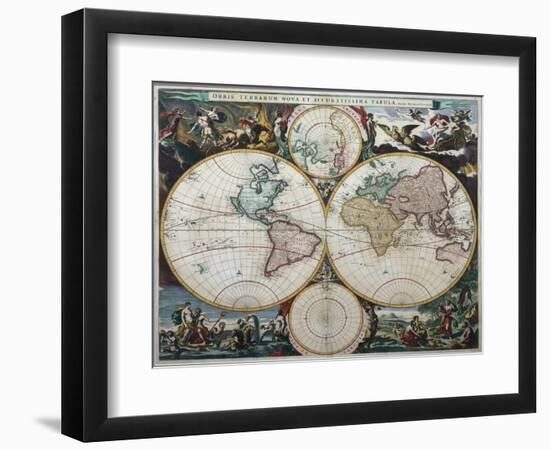 Orbis Terrarum Nova Et Accuratissima Tabula-Nicholas Visscher-Framed Giclee Print