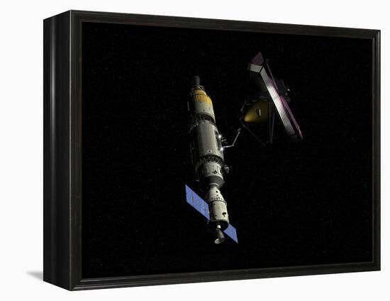 Orbital Maintenance Platform Rendezvous with the James Webb Space Telescope-Stocktrek Images-Framed Stretched Canvas