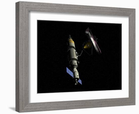 Orbital Maintenance Platform Rendezvous with the James Webb Space Telescope-Stocktrek Images-Framed Art Print