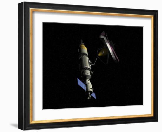 Orbital Maintenance Platform Rendezvous with the James Webb Space Telescope-Stocktrek Images-Framed Art Print