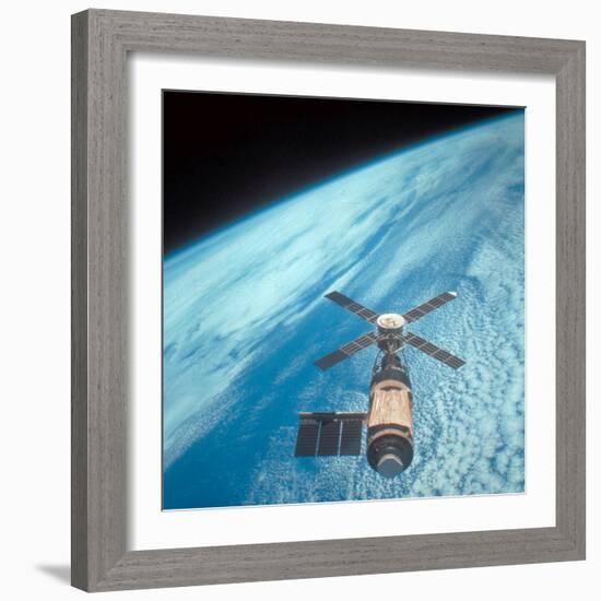 Orbiting Space Laboratory Skylab Aloft Above Earth-null-Framed Photographic Print