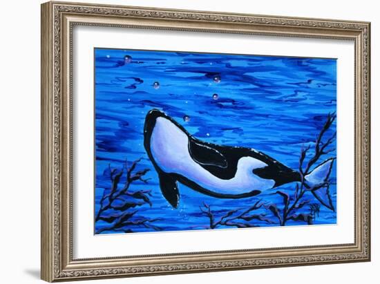 Orca Killer Whale Underwater-Megan Aroon Duncanson-Framed Art Print