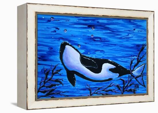 Orca Killer Whale Underwater-Megan Aroon Duncanson-Framed Stretched Canvas