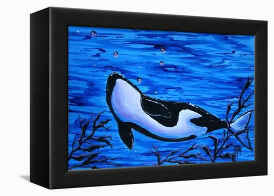 Orca Killer Whale Underwater-Megan Aroon Duncanson-Framed Stretched Canvas