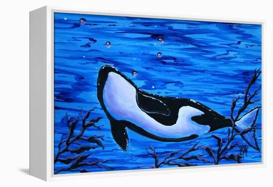 Orca Killer Whale Underwater-Megan Aroon Duncanson-Framed Stretched Canvas