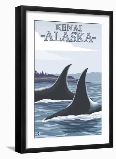 Orca Whales No.1, Kenai, Alaska-Lantern Press-Framed Premium Giclee Print