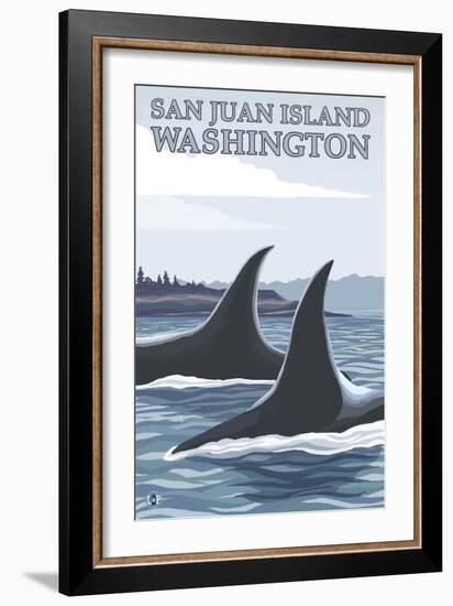 Orca Whales No.1, San Juan Island, Washington-Lantern Press-Framed Premium Giclee Print